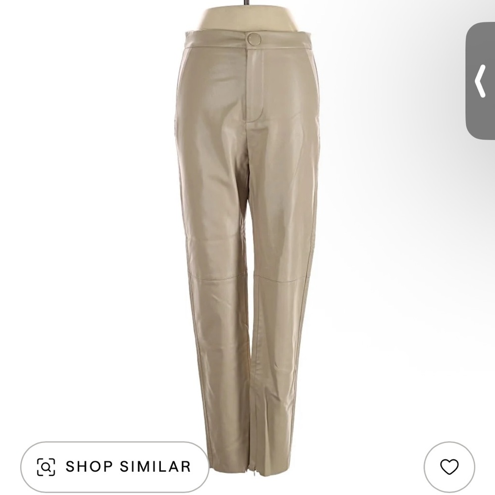 Zara Beige Faux Leather High-Rise Pants